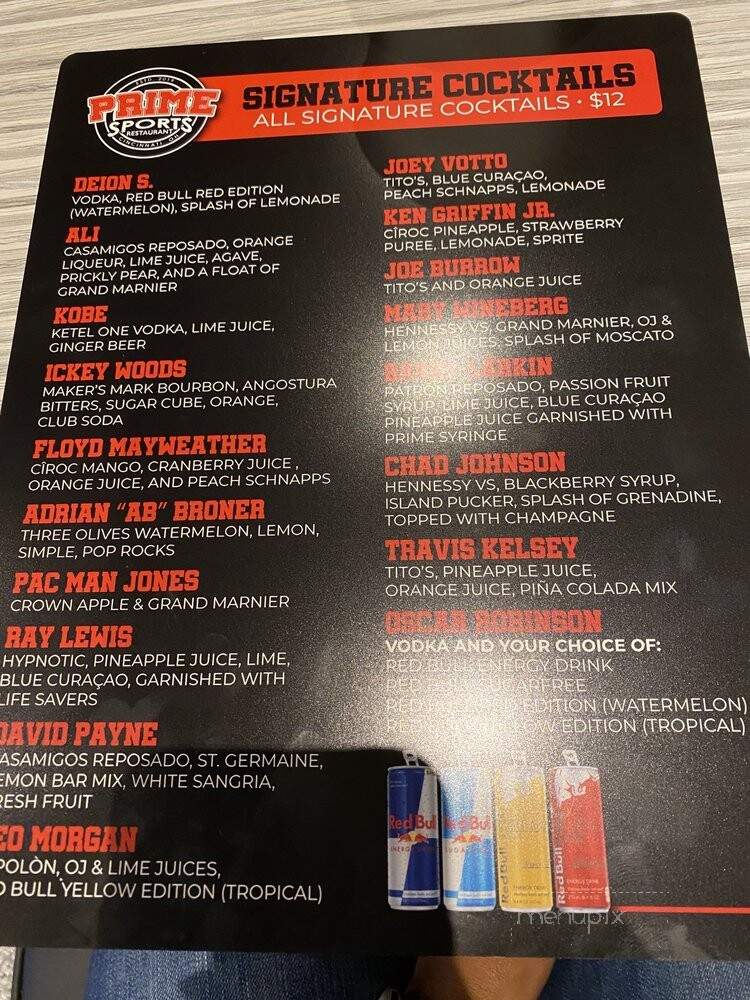 Prime Sports Restaurant - Cincinnati, OH menu_pic
