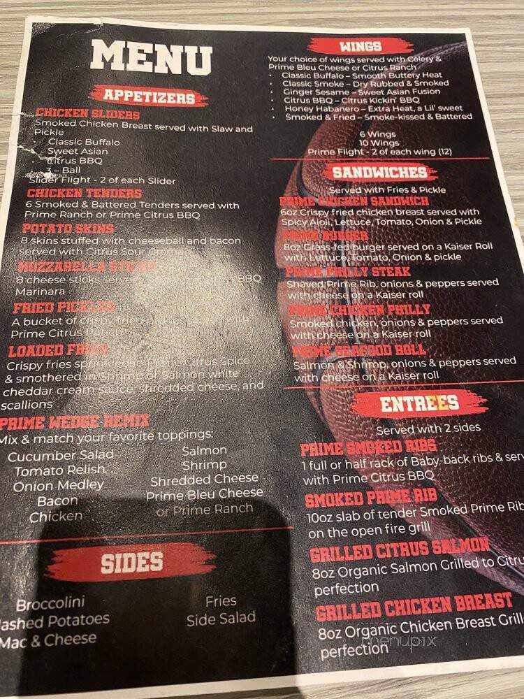 Prime Sports Restaurant - Cincinnati, OH menu_pic