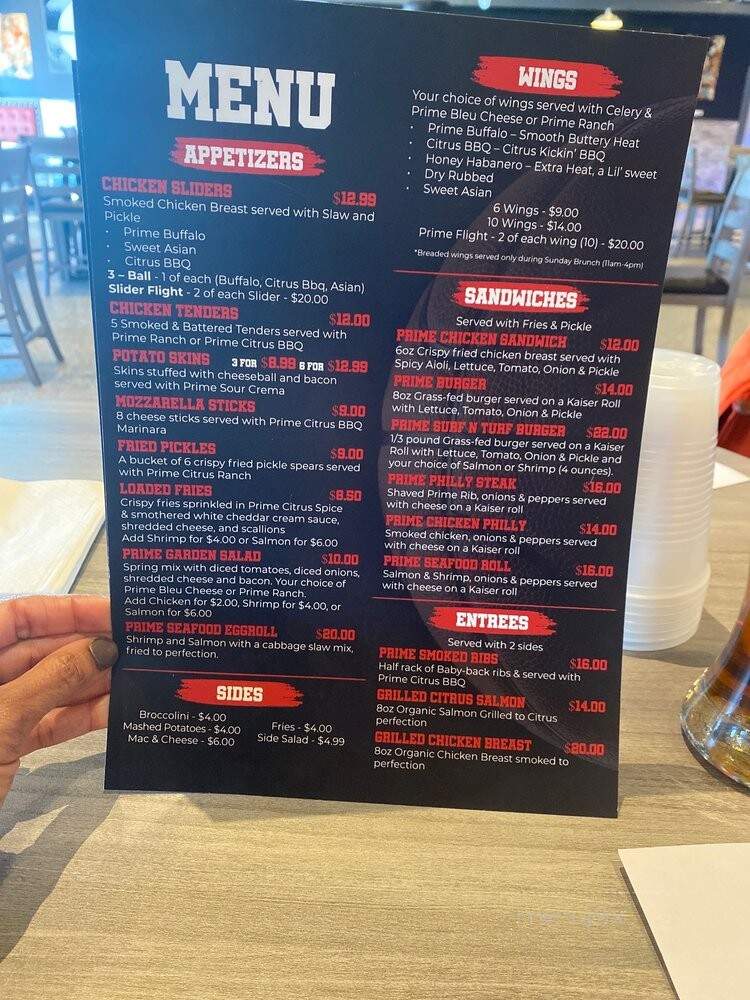 Prime Sports Restaurant - Cincinnati, OH menu_pic