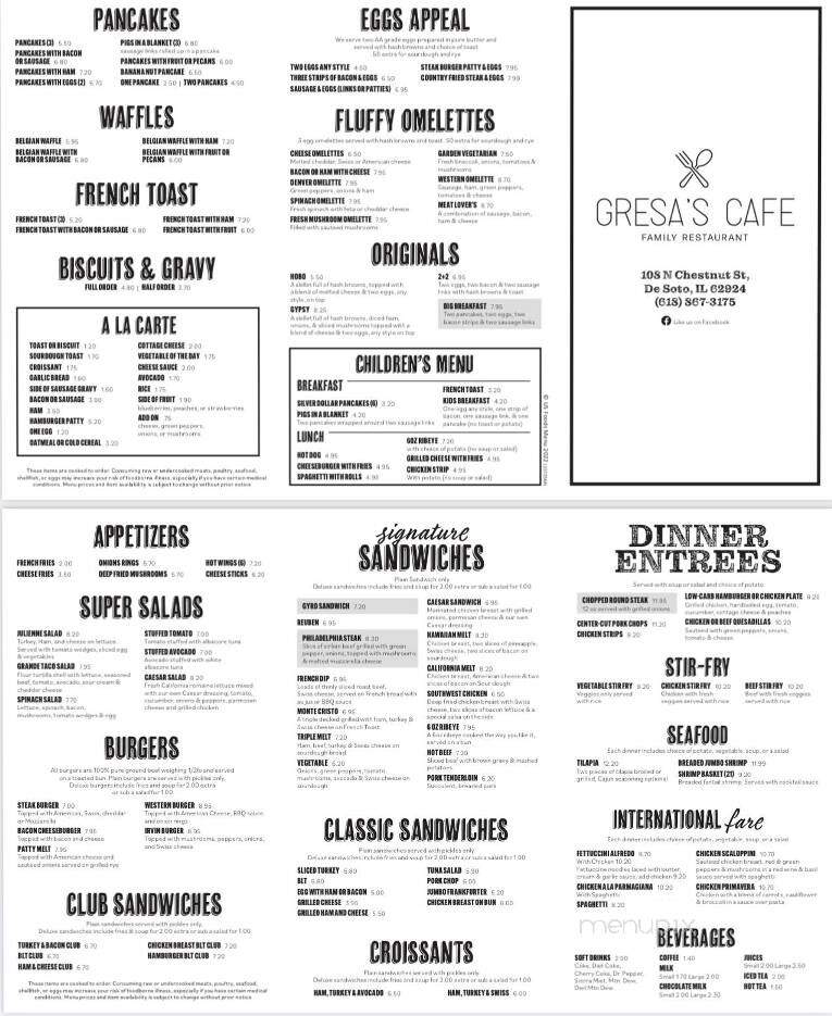 Gresa's Cafe - De Soto, IL menu_pic
