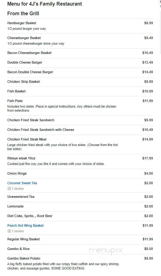 4J's Family Restaurant - Palestine, TX menu_pic