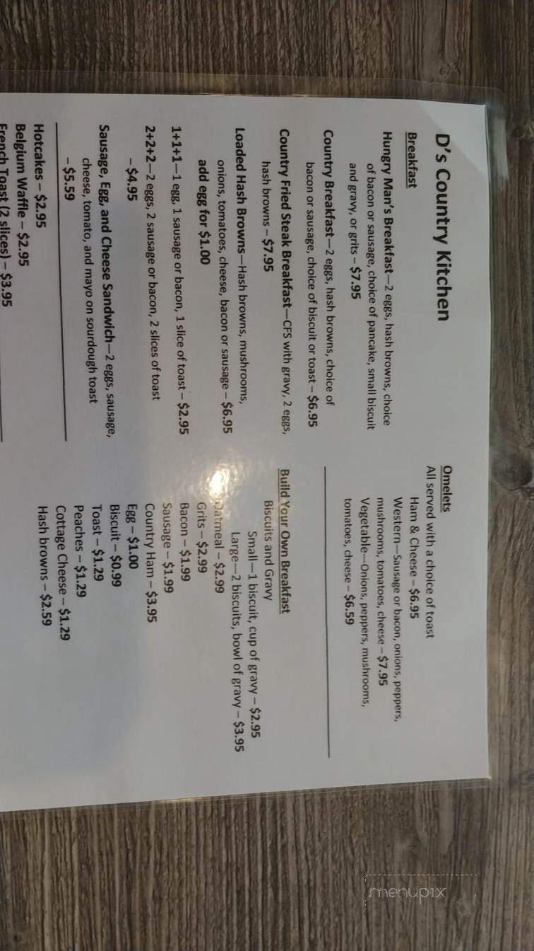D's Country Kitchen - Ellsinore, MO menu_pic