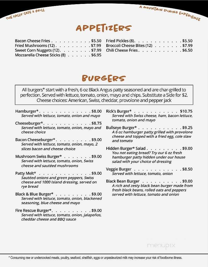 The Falls Cafe and Grill - Lake Toxaway, NC menu_pic