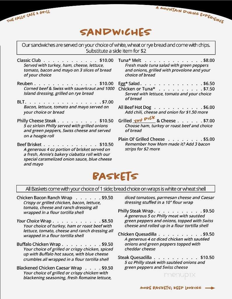 The Falls Cafe and Grill - Lake Toxaway, NC menu_pic