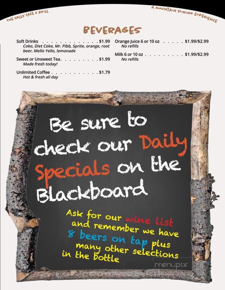 The Falls Cafe and Grill - Lake Toxaway, NC menu_pic