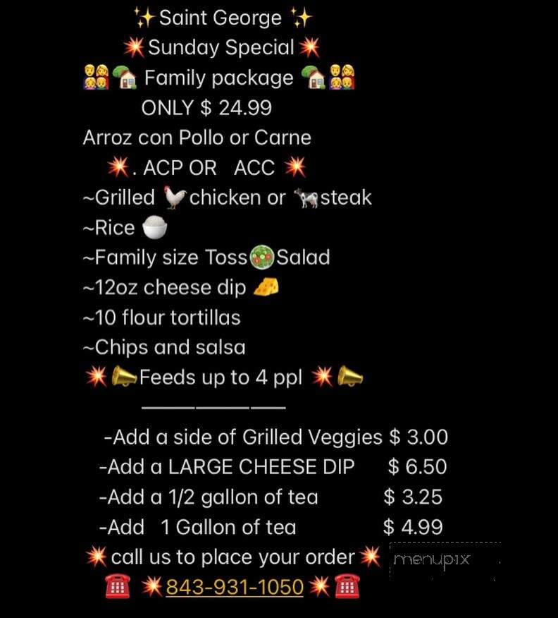 Armando's Mexican Restaurant - Saint George, SC menu_pic