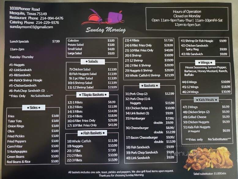 Sunday Morning - Mesquite, TX menu_pic