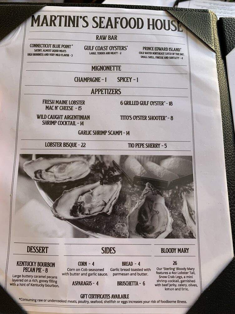 Martini's - Fredericksburg, TX menu_pic