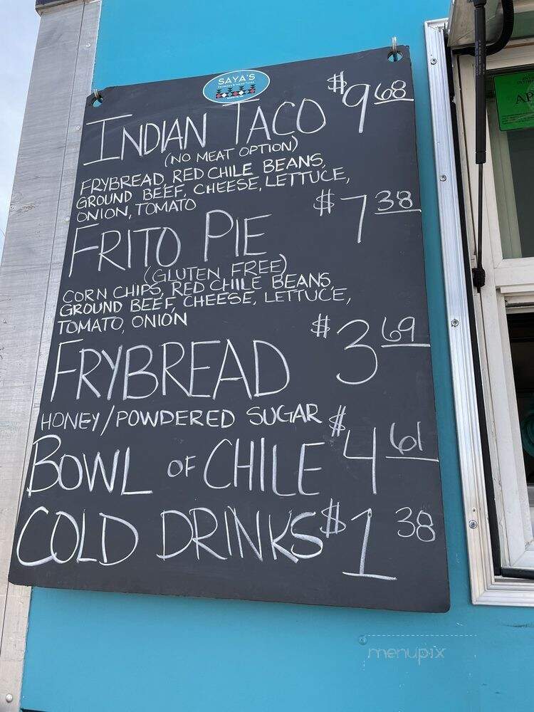 Saya's Frybread & Indian Tacos - Santa Fe, NM menu_pic