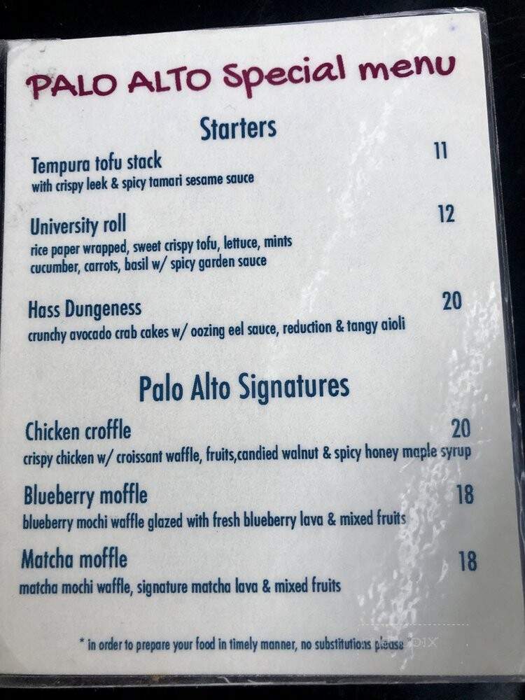Sweet Maple - Palo Alto, CA menu_pic
