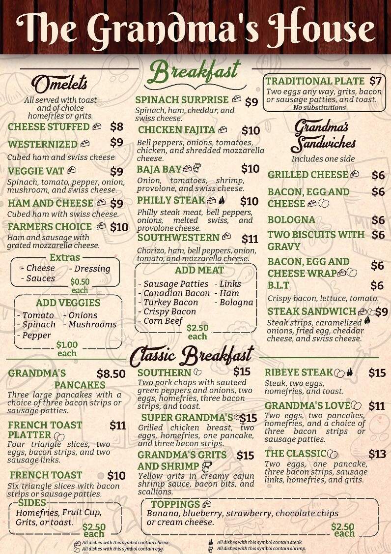 Grandmas House Cafe - Lancaster, SC menu_pic