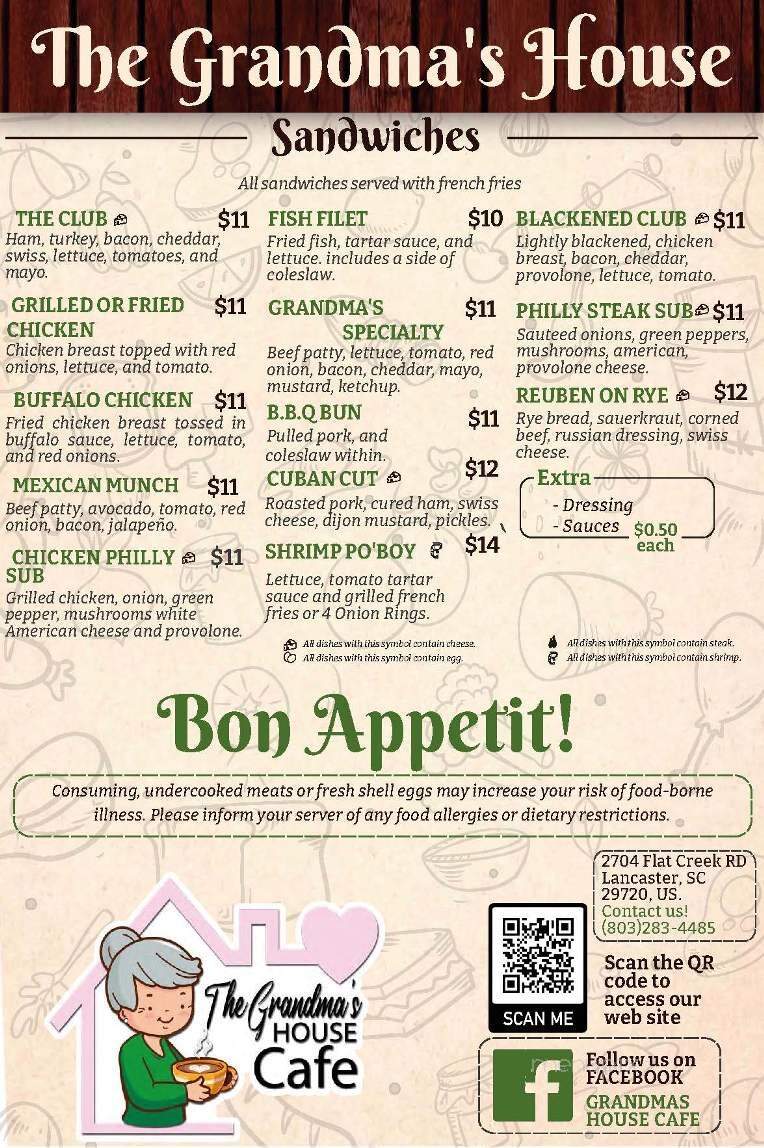Grandmas House Cafe - Lancaster, SC menu_pic