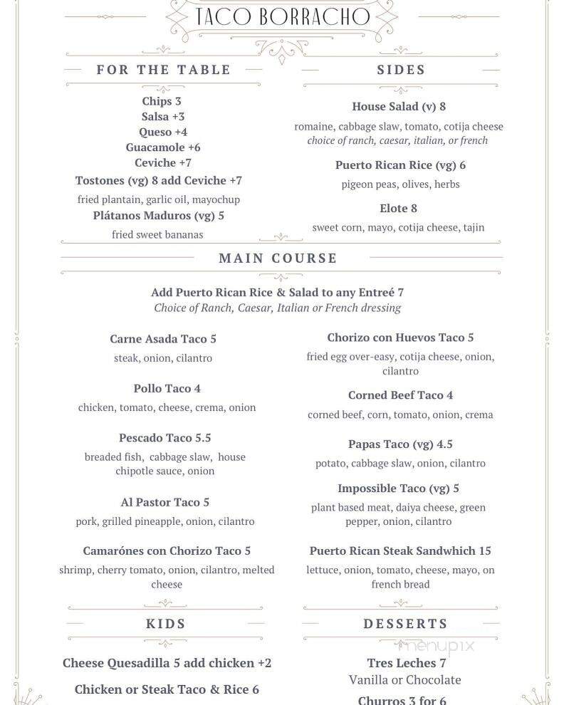 Taco Borracho - Grand Rapids, MI menu_pic