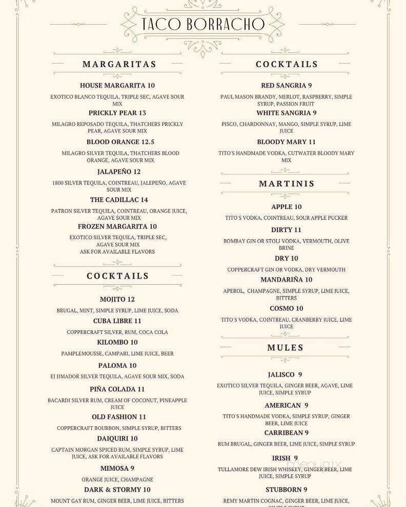Taco Borracho - Grand Rapids, MI menu_pic
