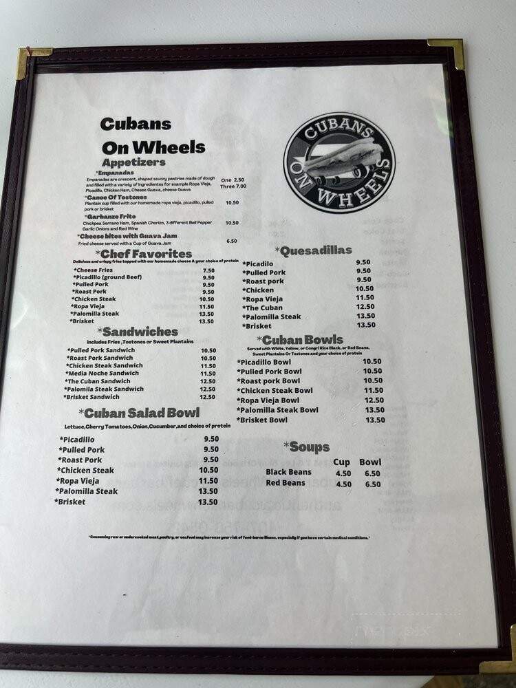 Cubans On Wheels - Orlando, FL menu_pic