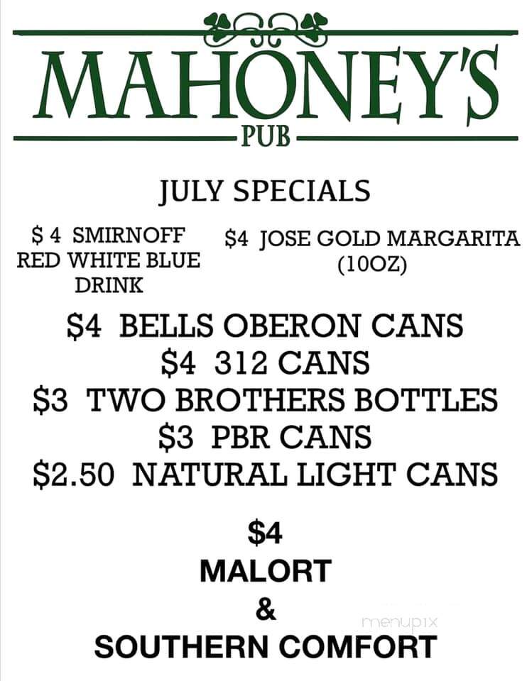 Mahoney's Pub - Villa Park, IL menu_pic