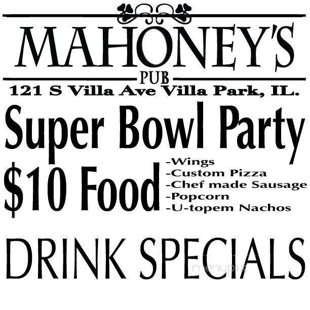 Mahoney's Pub - Villa Park, IL menu_pic