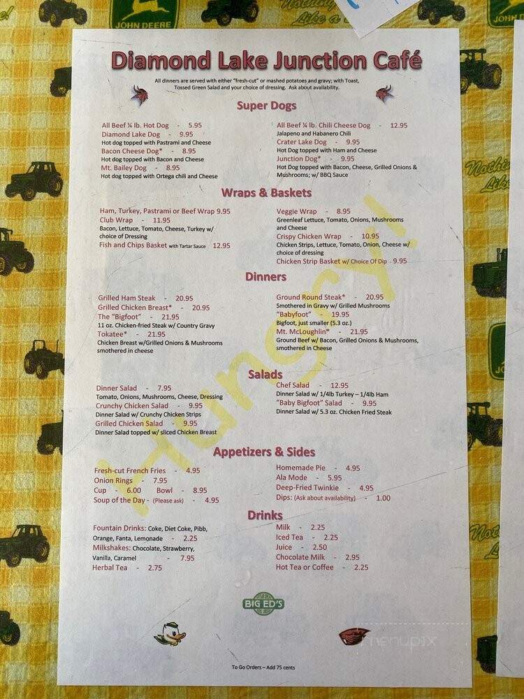 Diamond Lake Junction Cafe - Chemult, OR menu_pic