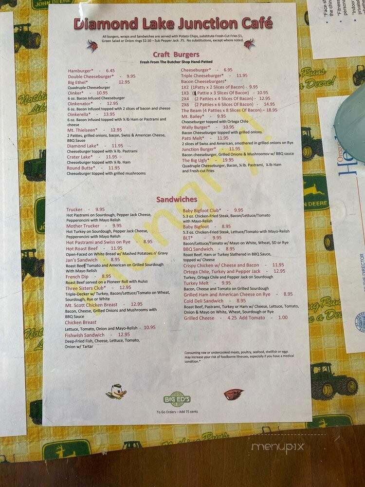 Diamond Lake Junction Cafe - Chemult, OR menu_pic
