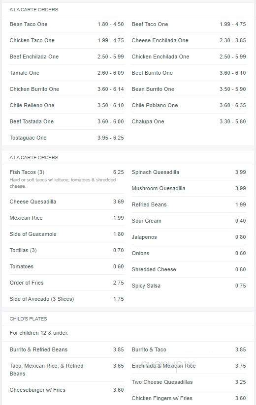 Mexico Lindo - Gainesville, FL menu_pic