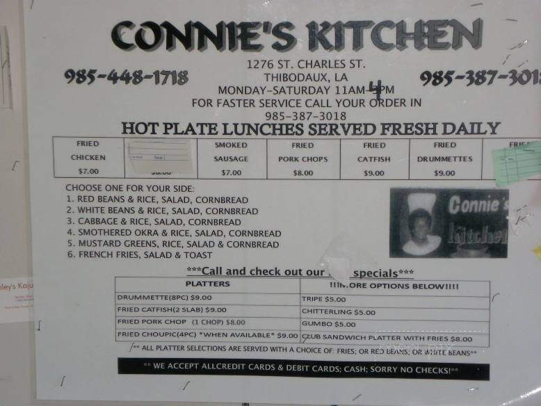 Connie's Kitchen - Thibodaux, LA menu_pic