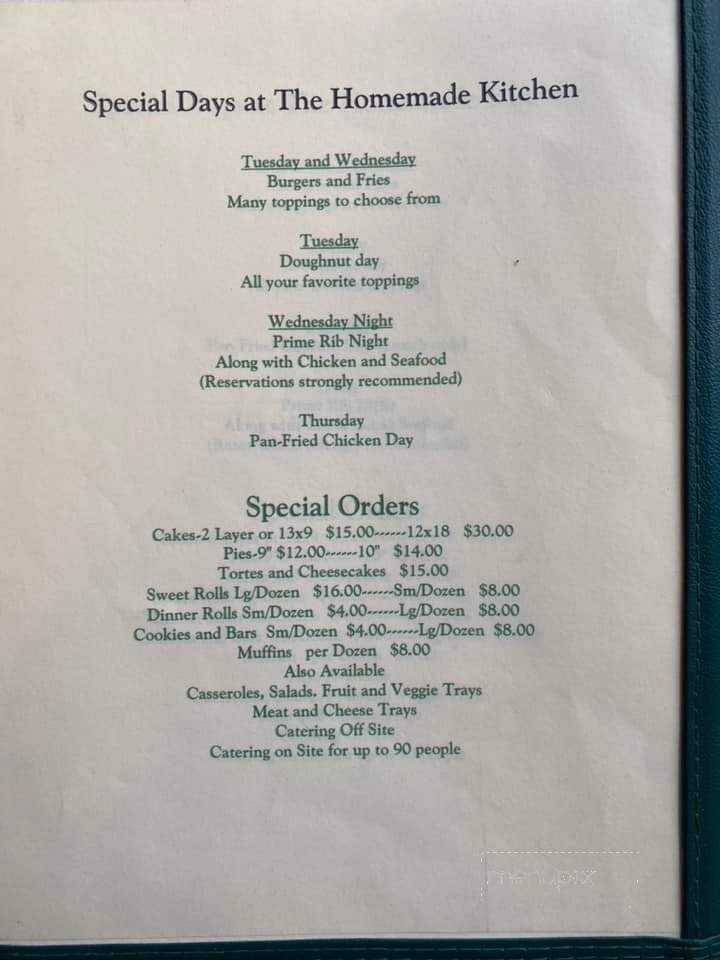 Homemade Kitchen - Livingston, MT menu_pic