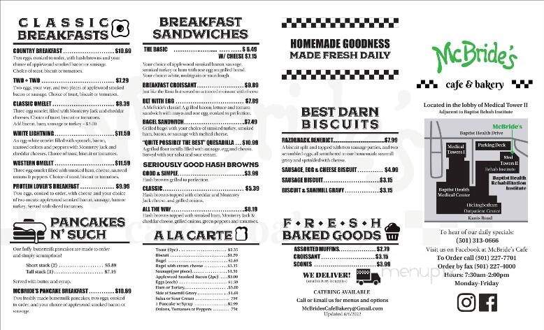 Mc Bride's Cafe & Bakery - Little Rock, AR menu_pic