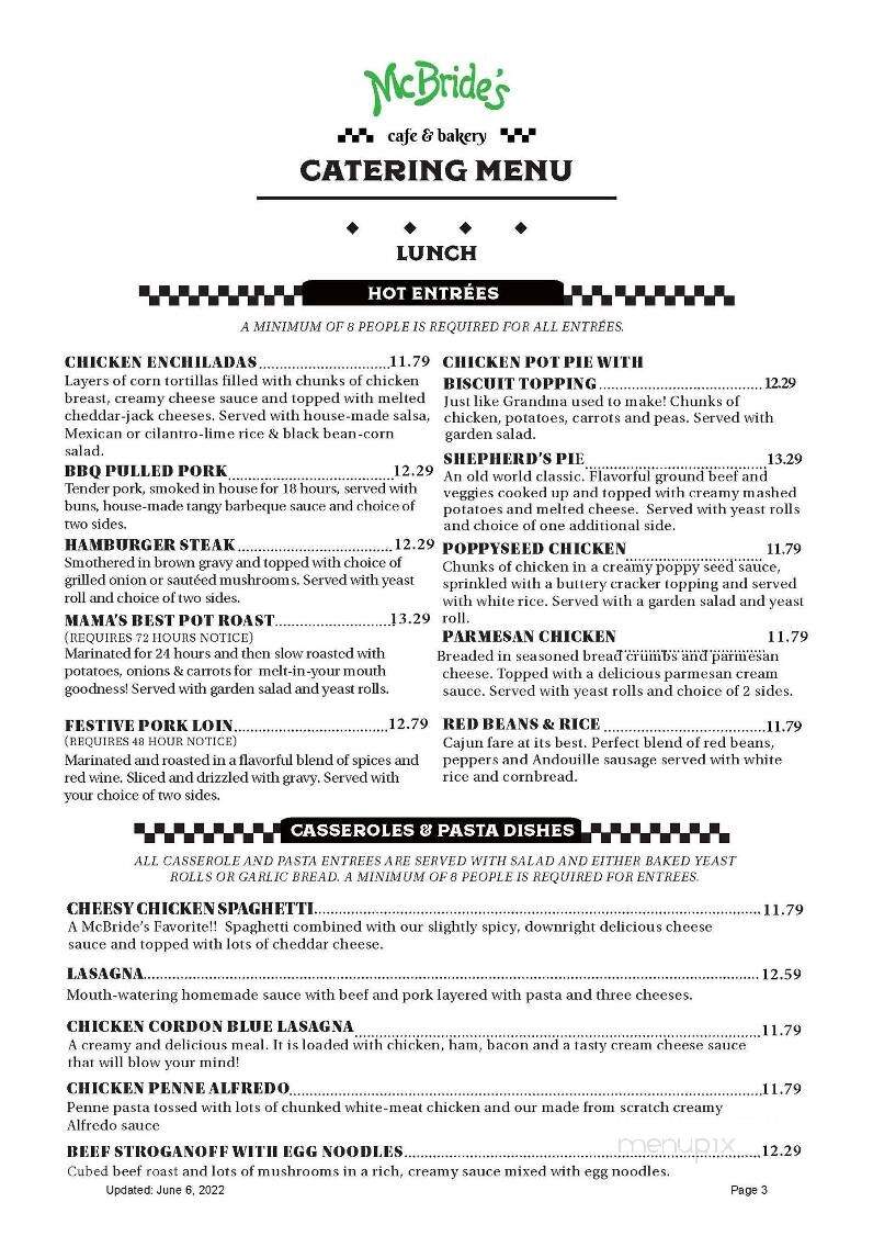 Mc Bride's Cafe & Bakery - Little Rock, AR menu_pic