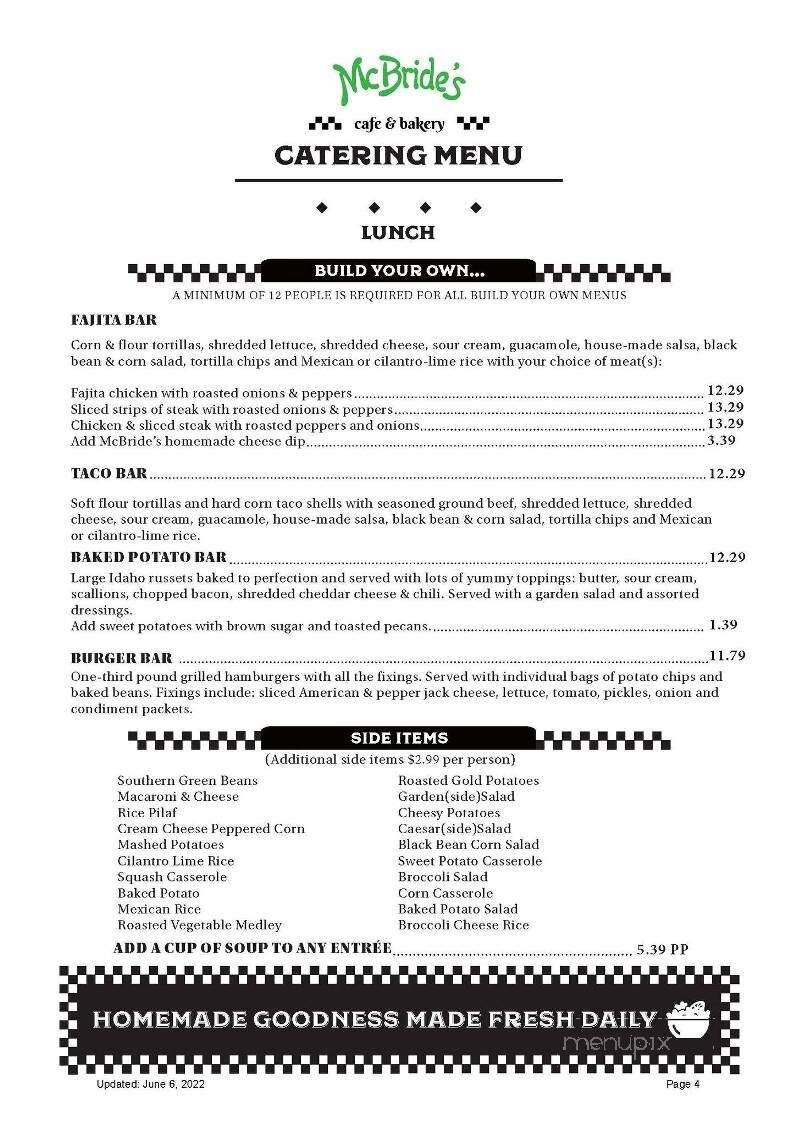 Mc Bride's Cafe & Bakery - Little Rock, AR menu_pic