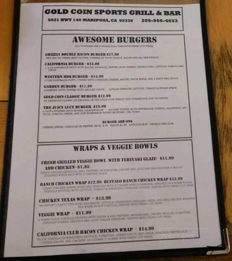 Gold Coin Sports Tavern - Mariposa, CA menu_pic