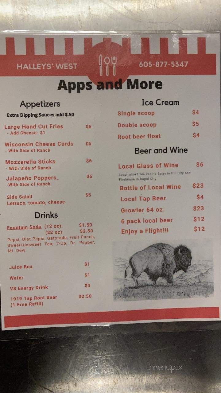 Halleys West - Keystone, SD menu_pic