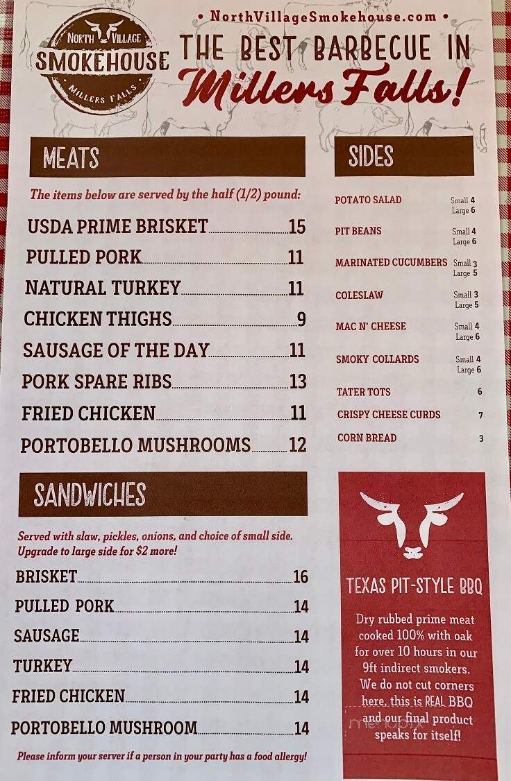 North Village Smokehouse - Millers Falls, MA menu_pic
