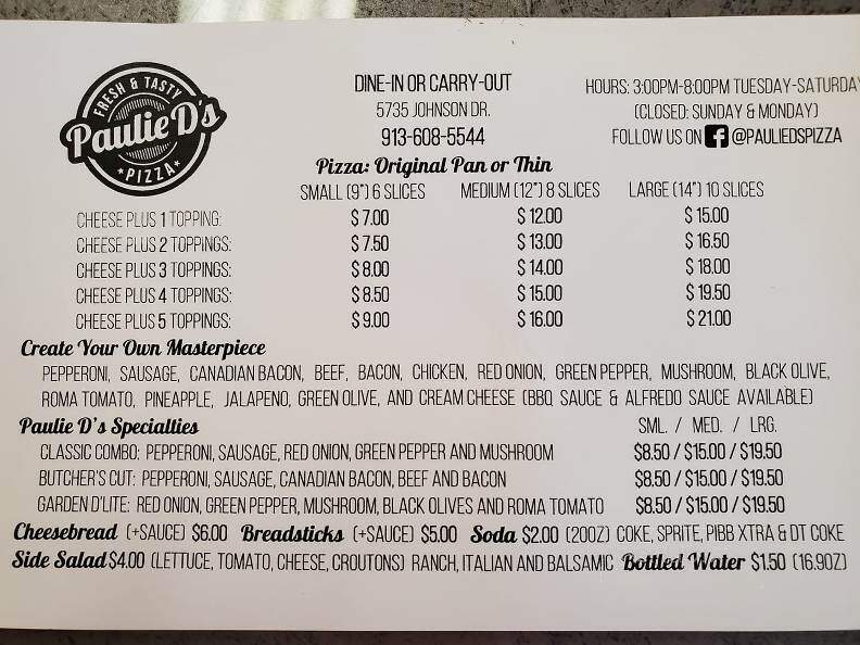 Paulie D's Pizza - Mission, KS menu_pic