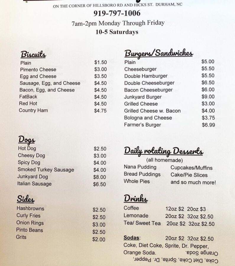The Durham Filling Station - Durham, NC menu_pic