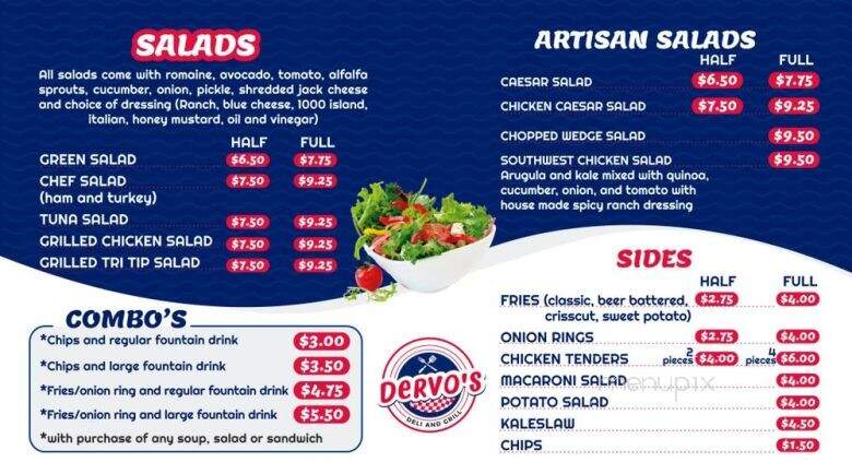 Dervo's Deli and Grill - Fresno, CA menu_pic