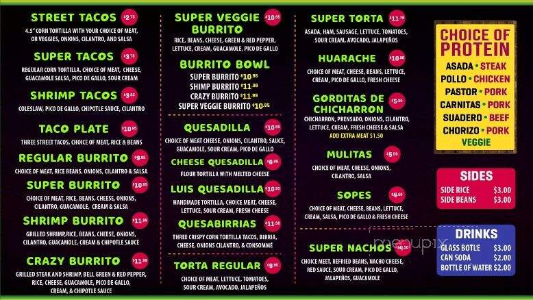 Melina's Crazy Tacos - Redwood City, CA menu_pic