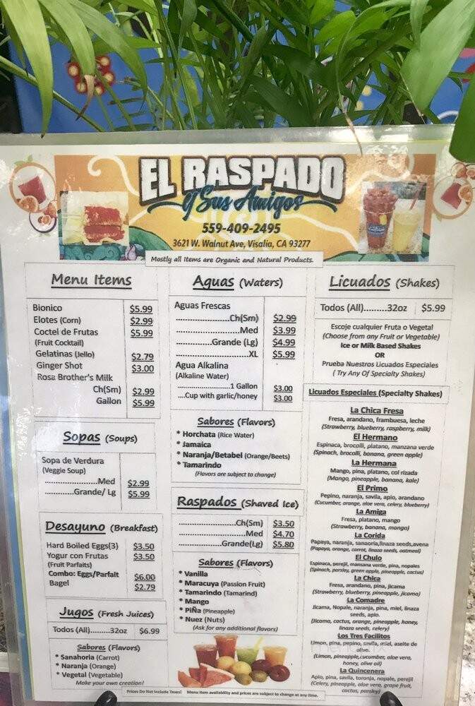 El Raspado Y Sus Amigos - Visalia, CA menu_pic