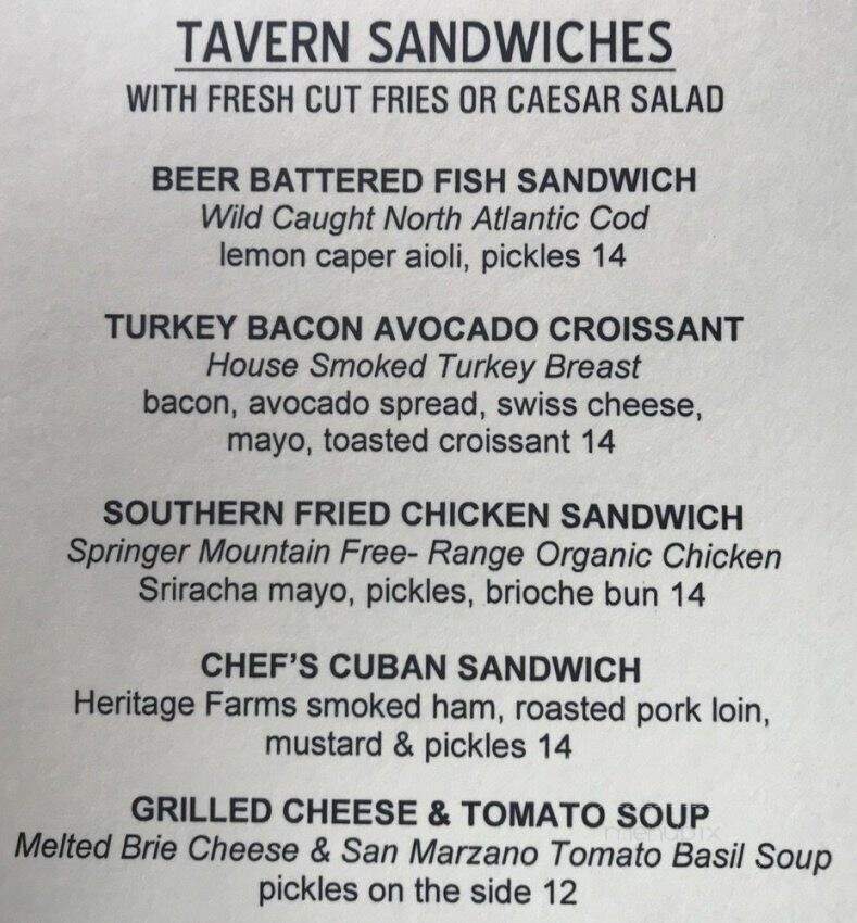 The Village Tavern - Cashiers, NC menu_pic