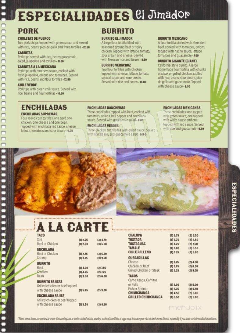 El Jimador - Durant, OK menu_pic