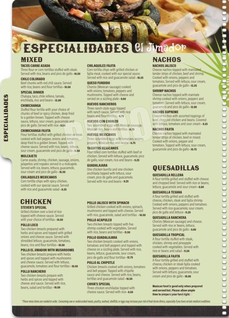 El Jimador - Durant, OK menu_pic