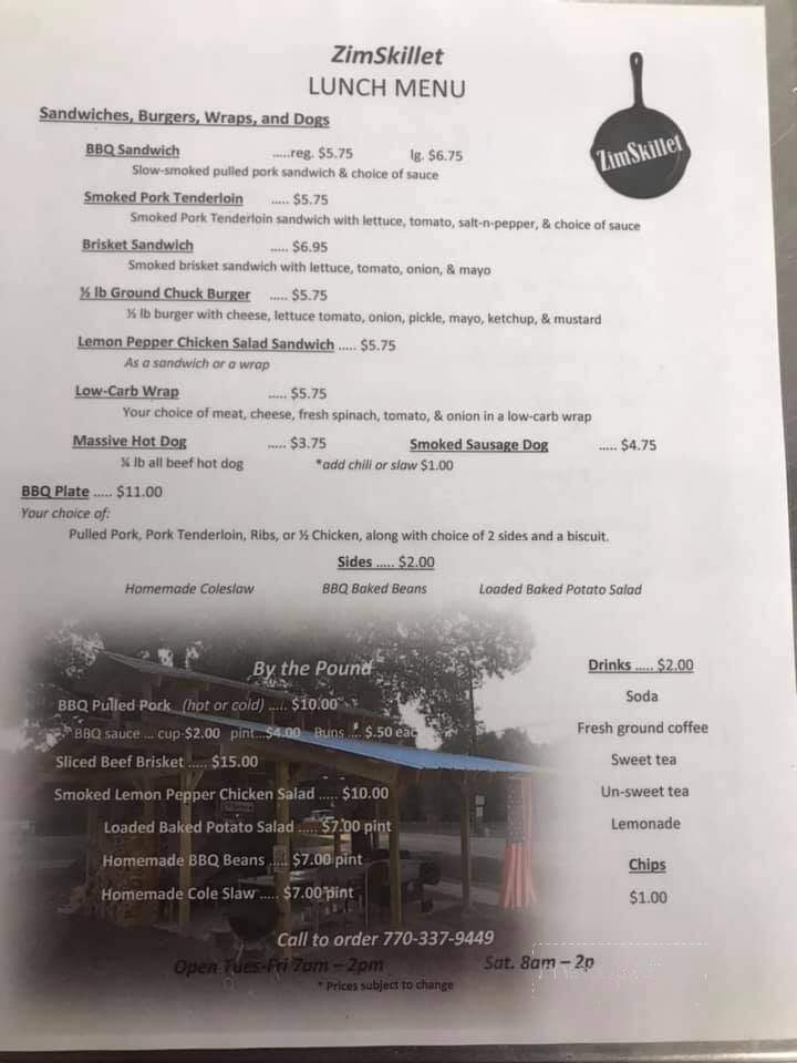 ZimSkillet - Newborn, GA menu_pic