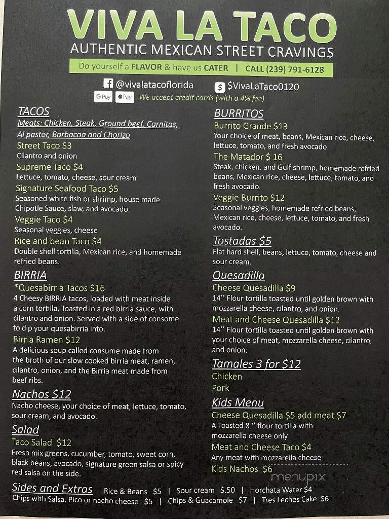 Viva La Taco - Fort Myers, FL menu_pic