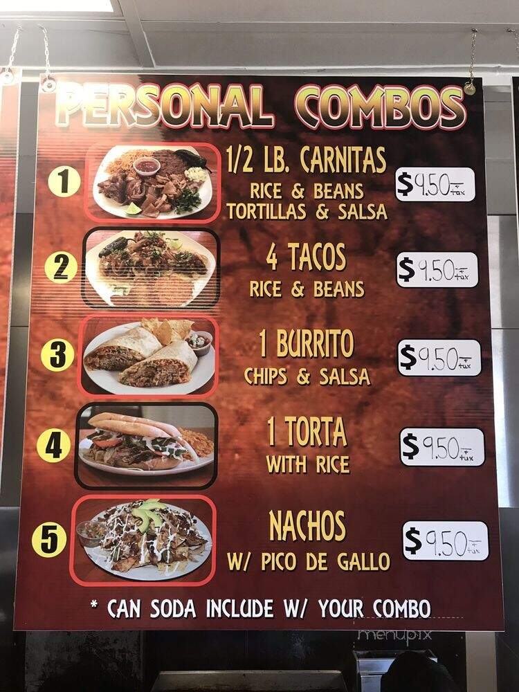 Carnitas del Bajio - Patterson, CA menu_pic