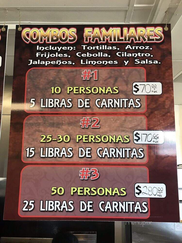 Carnitas del Bajio - Patterson, CA menu_pic