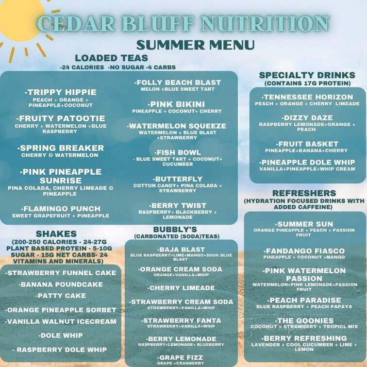 Cedar Bluff Nutrition - Knoxville, TN menu_pic