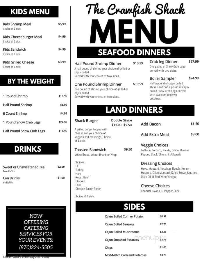 The Crawfish Shack - Monticello, AR menu_pic