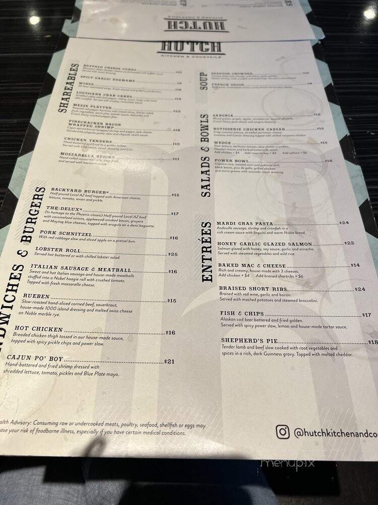 Hutch Kitchen & Cocktails - Phoenix, AZ menu_pic