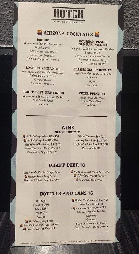 Hutch Kitchen & Cocktails - Phoenix, AZ menu_pic