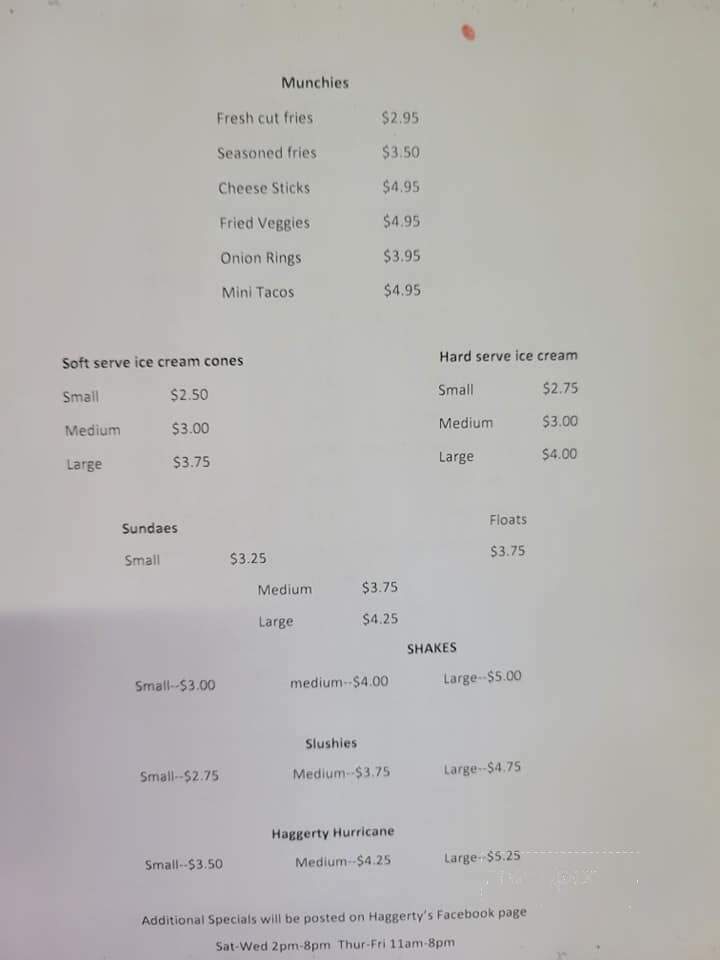 Dotty Haggerty's Ice Cream and More - Franklin, PA menu_pic