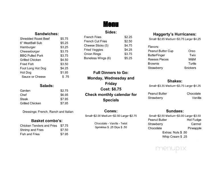 Dotty Haggerty's Ice Cream and More - Franklin, PA menu_pic